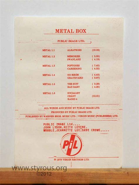 public image ltd metal box 8 track|pil metal box for sale.